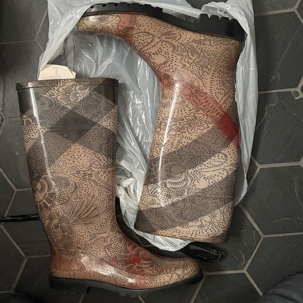 Burberry Floral Checkered Rain Boots
